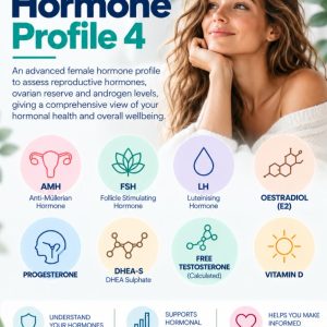 AMH • DHEA-S • FSH • LH • Oestradiol • Progesterone • Free Testosterone • Vitamin D blood test
